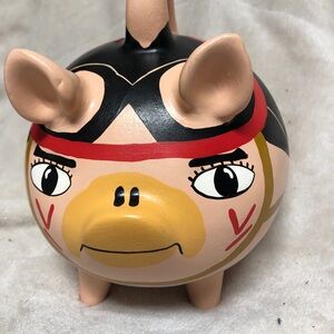 Hand-Painted Piggy Bank with Tribal Design